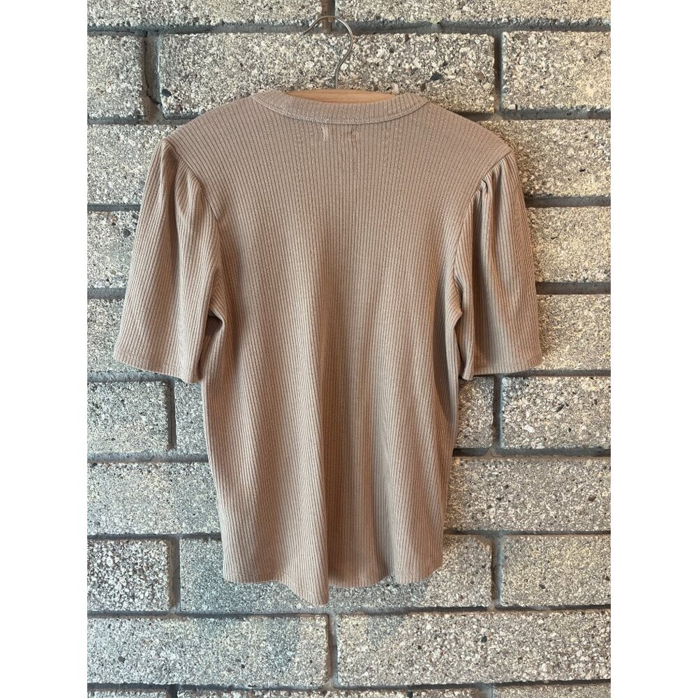 Faherty Ribbed Top Sz S Cream - Picture 5 of 5